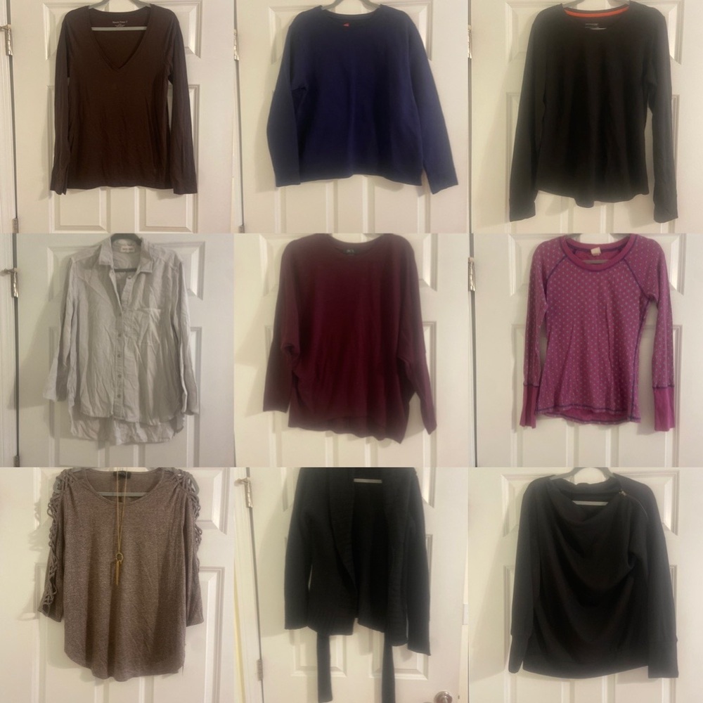 🧡 WOMEN’S SIZE LARGE CLOTHING BUNDLE FALL / WINTER LONG SLEEVES, SWEATERS, ETC.